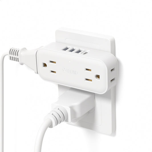 Multi Plug Outlet Extender USB, 4 Outlets Splitter,3 USB-A Ports,1 Type-C Charger