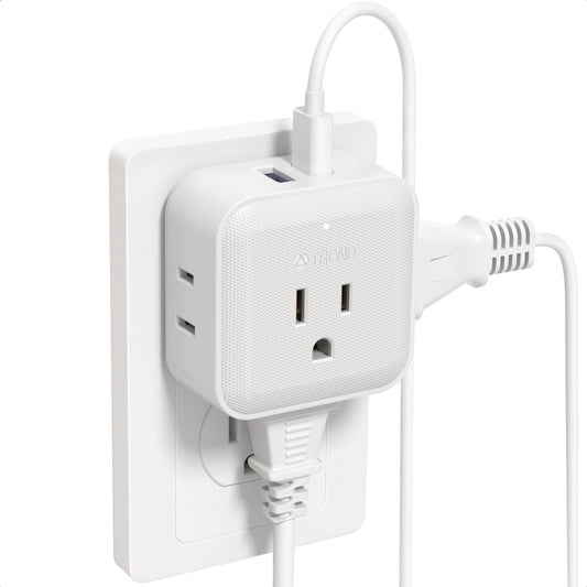 Multi Plug Outlet Extender with USB, TROND Outlet Splitter with 2 USB Wall Charger(1 USB C), 4 Outlet Expander