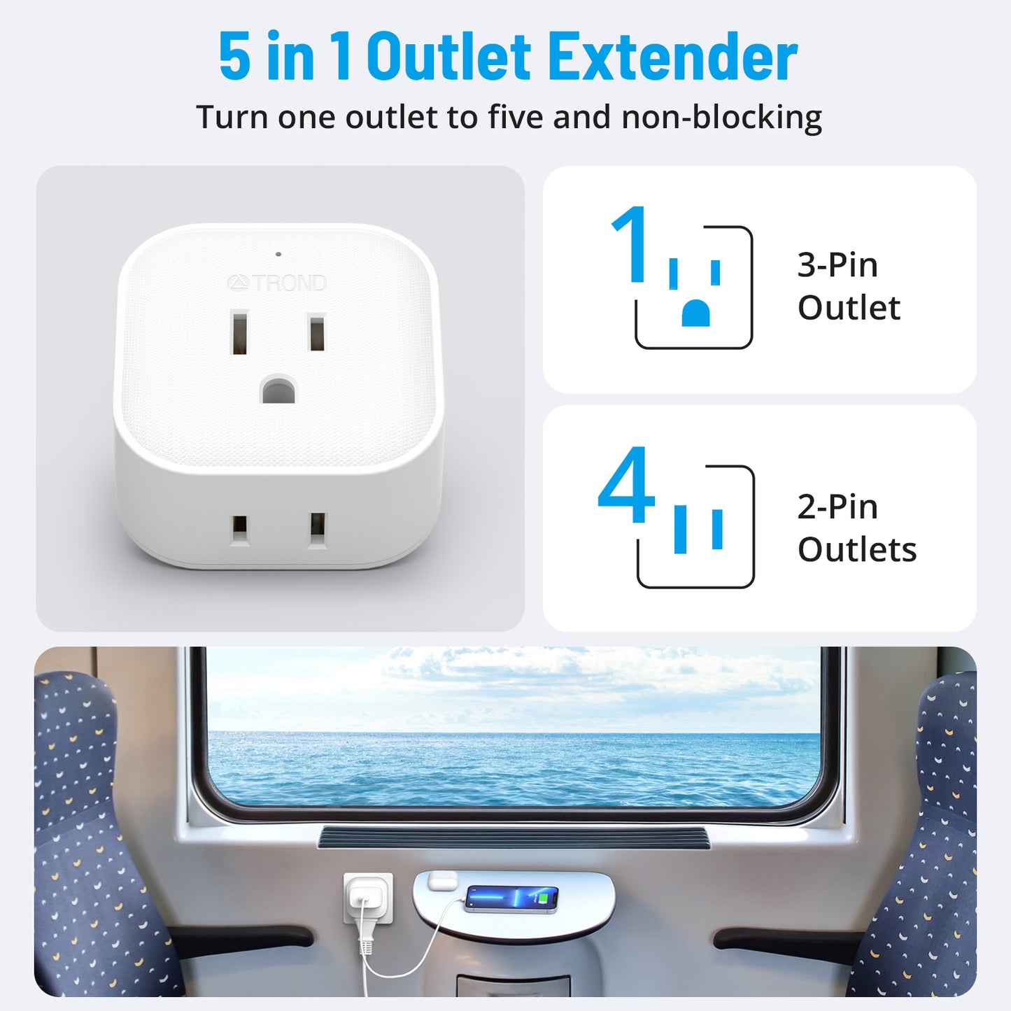 Multi Plug Outlet Extender - 2 Packs Outlet Splitter with 4 Electrical Charger Cube Outlets