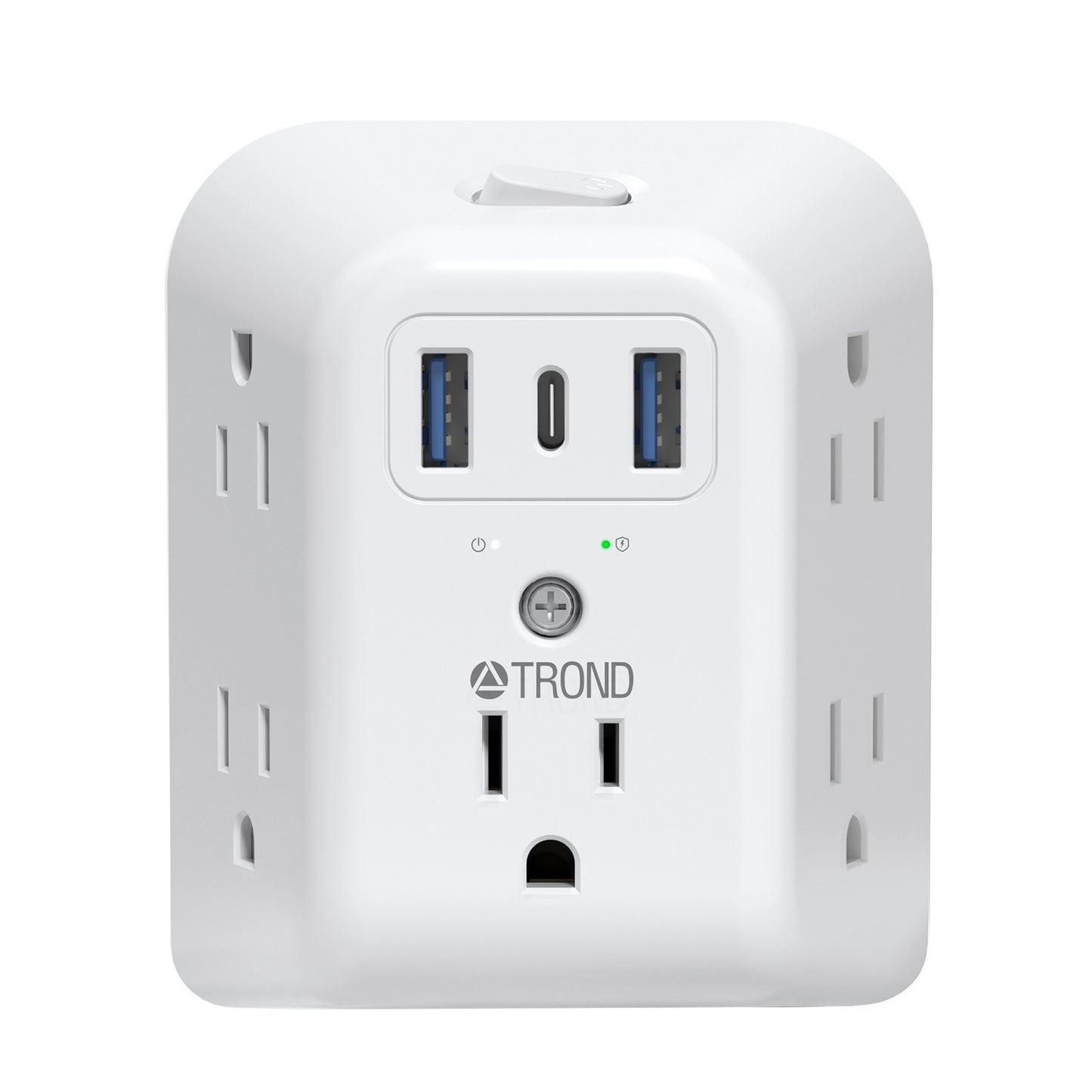 2 Prong to 3 Prong Outlet Adapter, TROND 5 Outlet Splitter with 3 USB Ports
