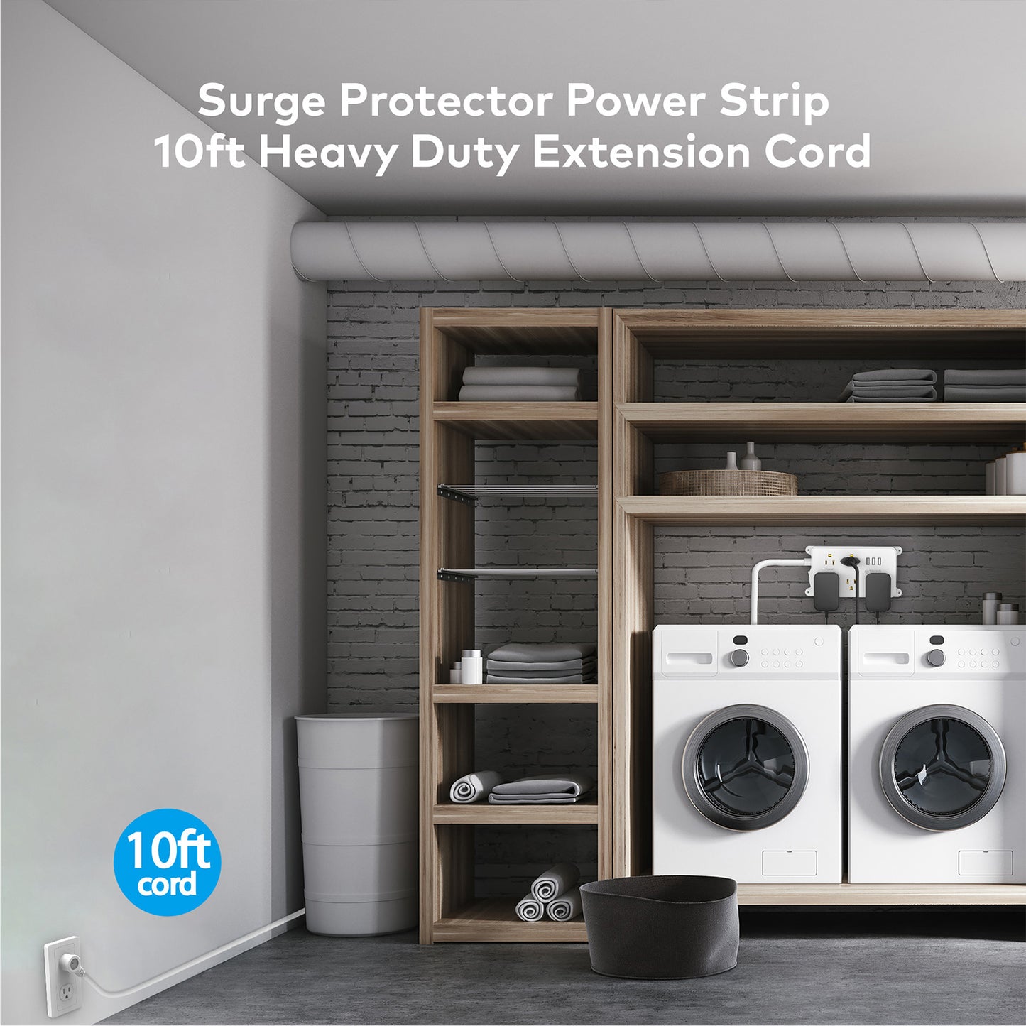 5-Outlet Surge Protector w/ 3 USB Ports, 1300J White