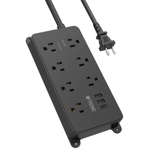 TROND 2 Prong Power Strip, 2 Prong to 3 Prong Adapter with 7 Widely-Spaced AC Outlets