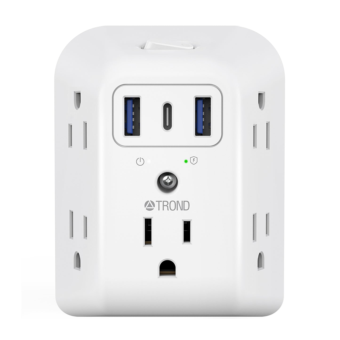 USB Wall Charger Surge Protector 5 Outlet Extender and 3 USB Charging Ports