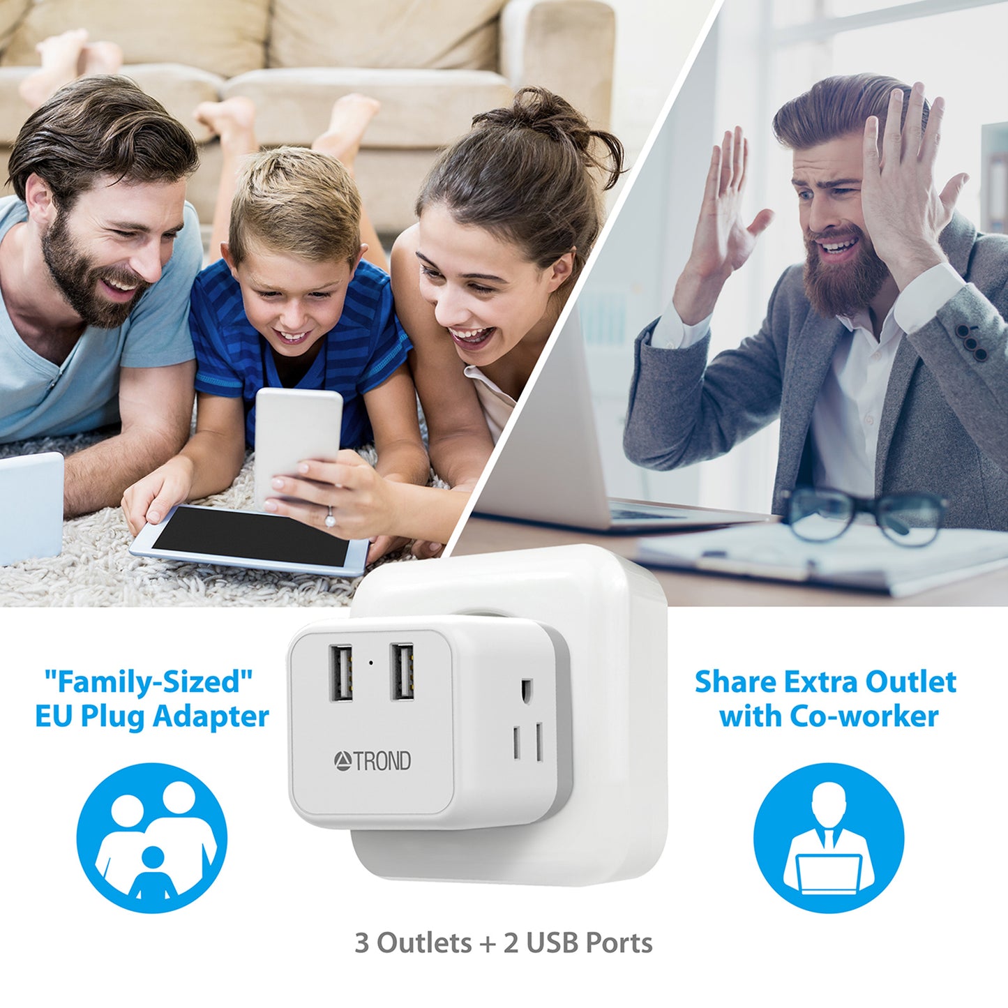 Travel Plug Adapter for US to UK 2Pack