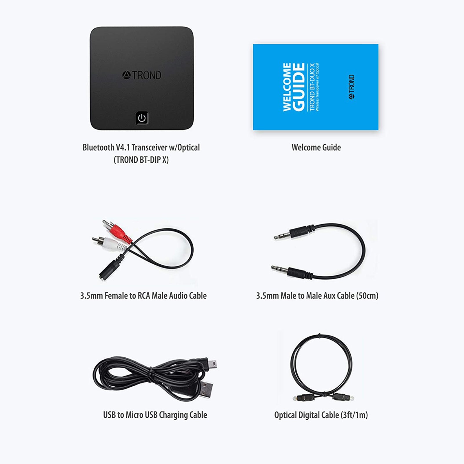 TROND TV Bluetooth V5.0 Transmitter and Receiver, Digital Optical TOSLINK  and 3.5mm Wireless Audio Adapter (AptX Low Latency for Both TX and RX, Pair  with 2 Devices Simultaneously)